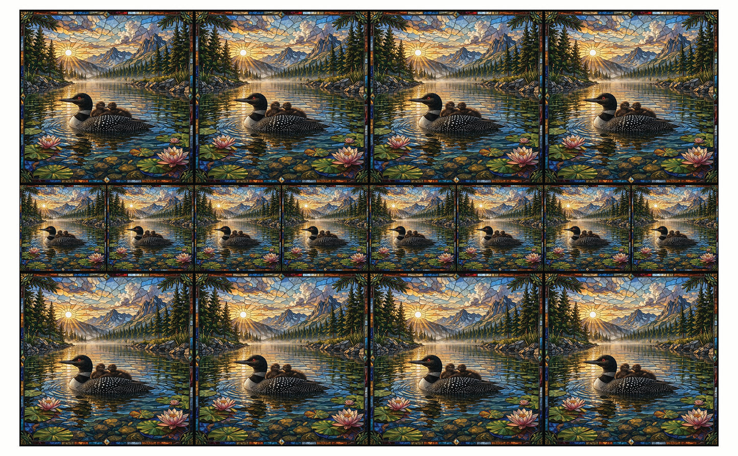 DecoCraft - Studio 1375 - Elevated Scenic Tiles Series - Mountain Lake Loon Family