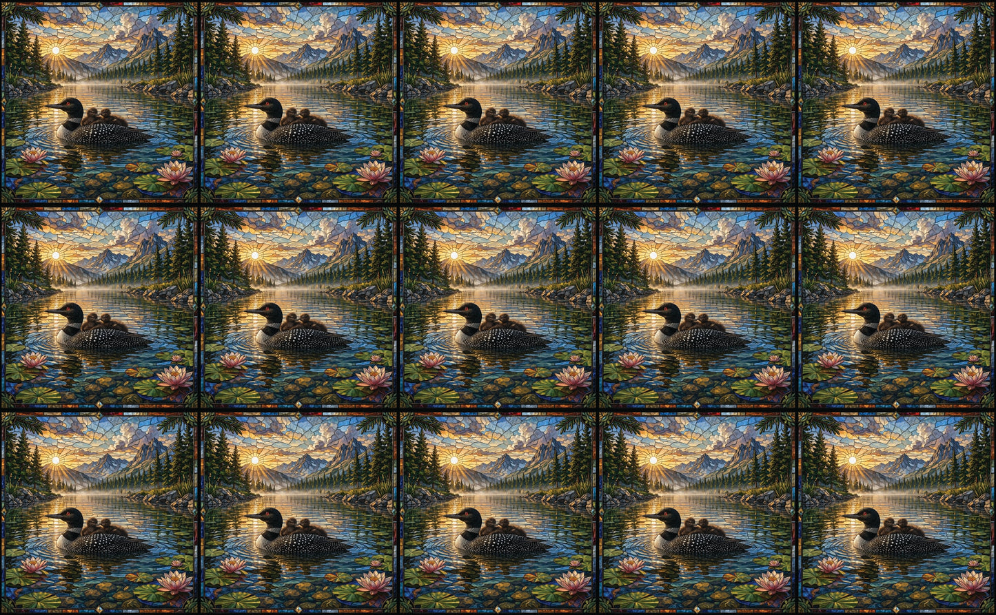 DecoCraft - Studio 1375 - Elevated Scenic Tiles Series - Mountain Lake Loon Family