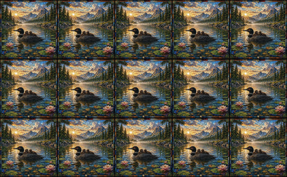 DecoCraft - Studio 1375 - Elevated Scenic Tiles Series - Mountain Lake Loon Family