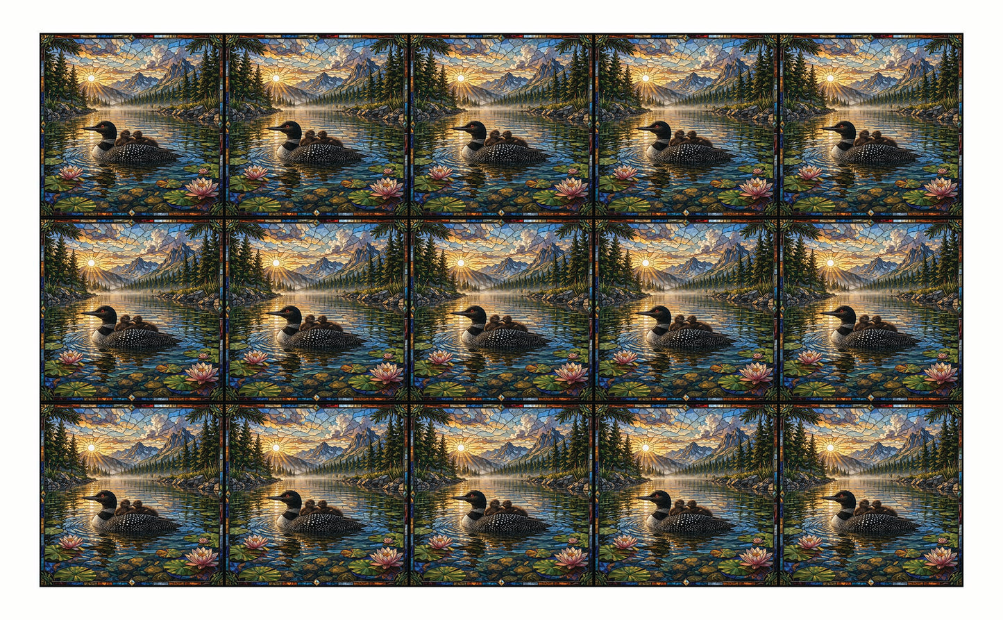 DecoCraft - Studio 1375 - Elevated Scenic Tiles Series - Mountain Lake Loon Family