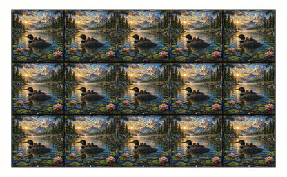 DecoCraft - Studio 1375 - Elevated Scenic Tiles Series - Mountain Lake Loon Family