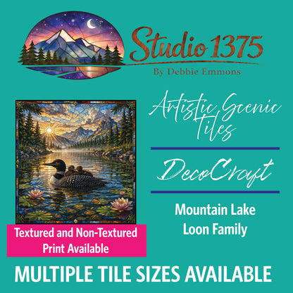 DecoCraft - Studio 1375 - Elevated Scenic Tiles Series - Mountain Lake Loon Family