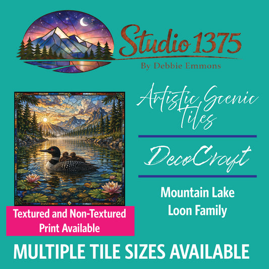 DecoCraft - Studio 1375 - Elevated Scenic Tiles Series - Mountain Lake Loon Family