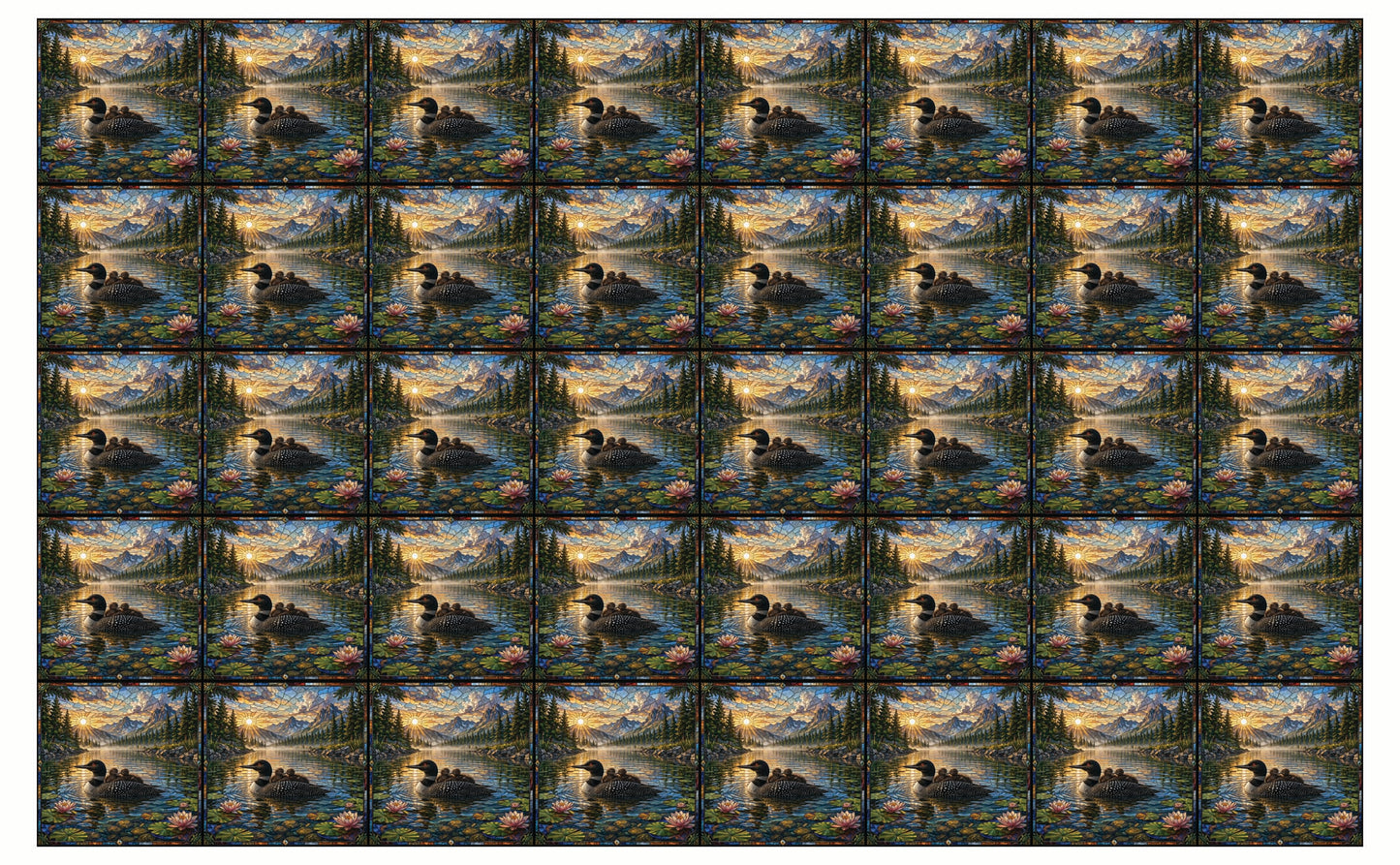 DecoCraft - Studio 1375 - Elevated Scenic Tiles Series - Mountain Lake Loon Family