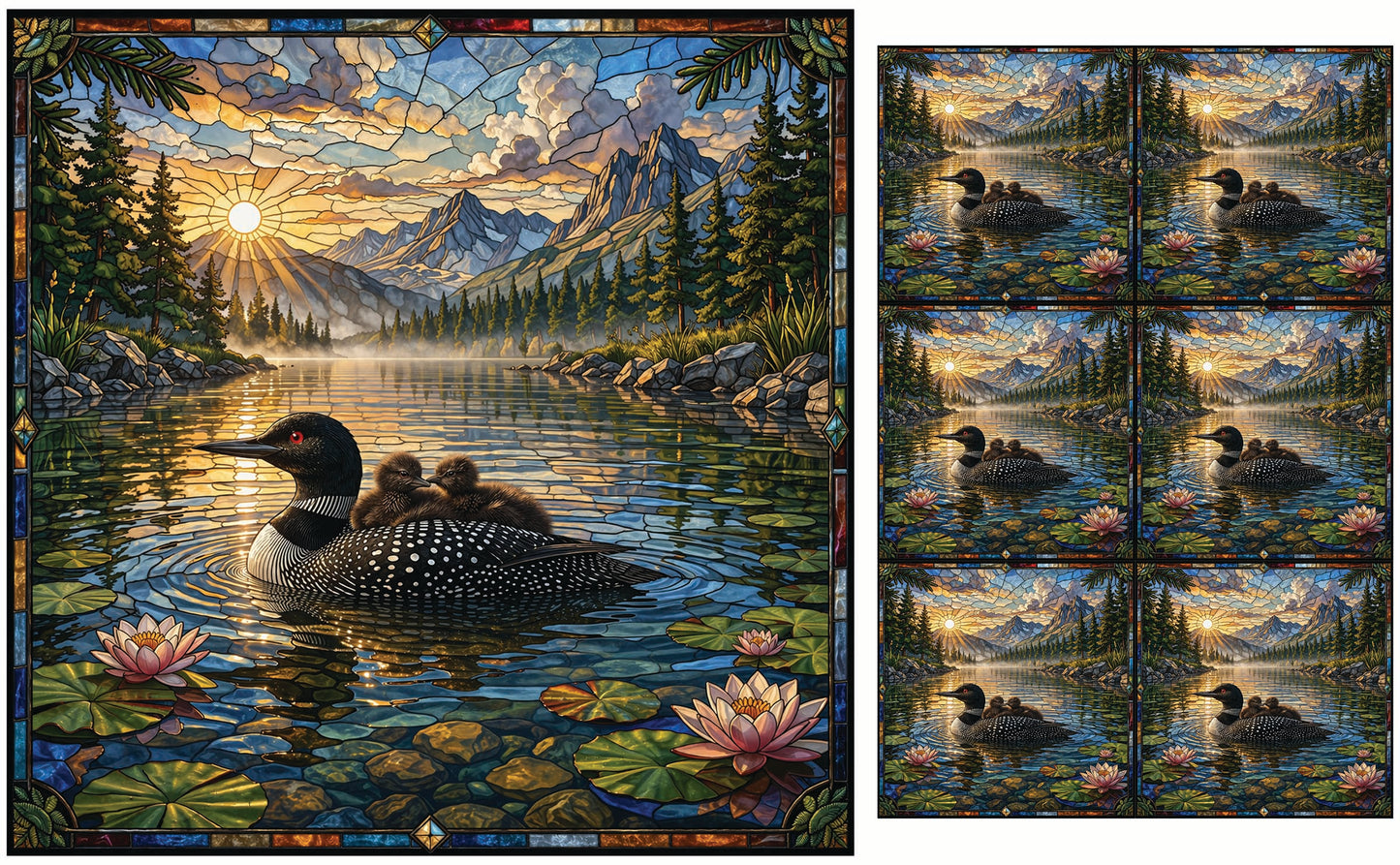 DecoCraft - Studio 1375 - Elevated Scenic Tiles Series - Mountain Lake Loon Family