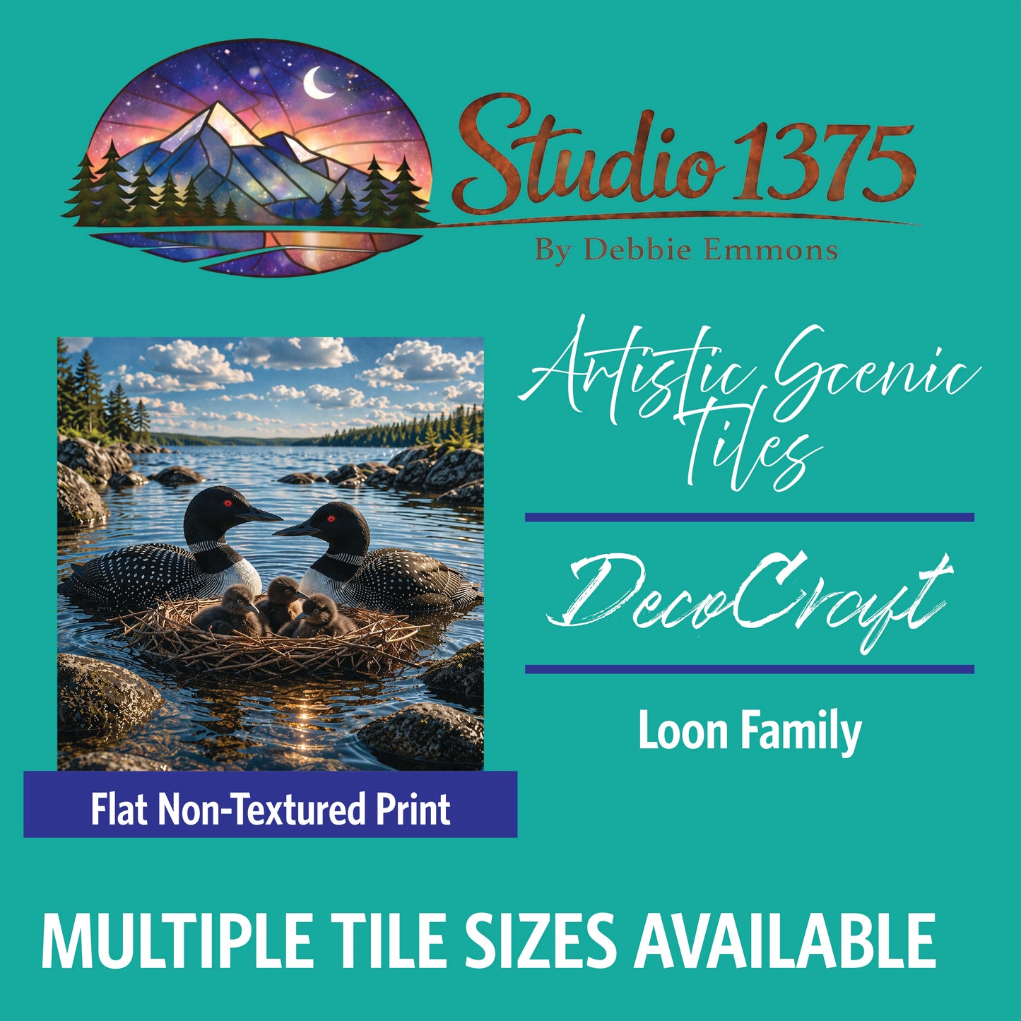 DecoCraft - Studio 1375 - Scenic Tiles Series - Loon Family