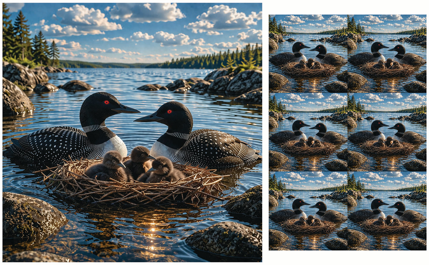 DecoCraft - Studio 1375 - Scenic Tiles Series - Loon Family