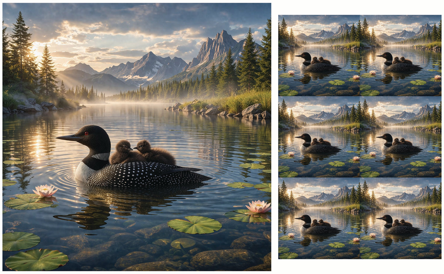 DecoCraft - Studio 1375 - Scenic Tiles Series - Loons at Dawn