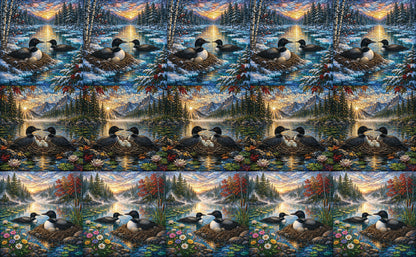 DecoCraft - Scenic Elevated Texture Tiles - Realistic Stained Glass -Seasons of Loon Assortment
