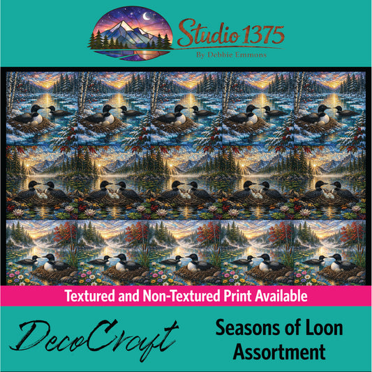 DecoCraft - Scenic Elevated Texture Tiles - Realistic Stained Glass -Seasons of Loon Assortment