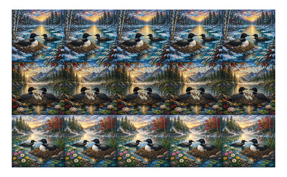 DecoCraft - Scenic Elevated Texture Tiles - Realistic Stained Glass -Seasons of Loon Assortment