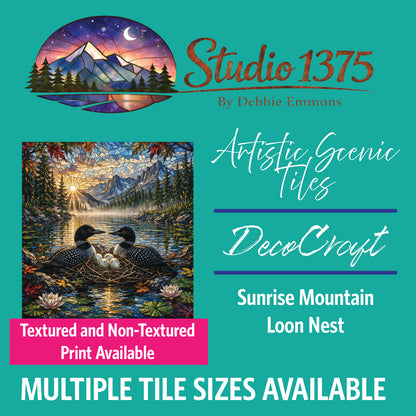 DecoCraft - Studio 1375 - Elevated Scenic Tiles Series - Sunrise Mountain Loon Nest