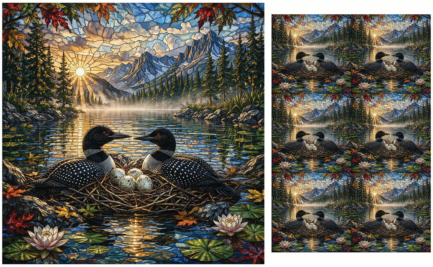 DecoCraft - Studio 1375 - Elevated Scenic Tiles Series - Sunrise Mountain Loon Nest