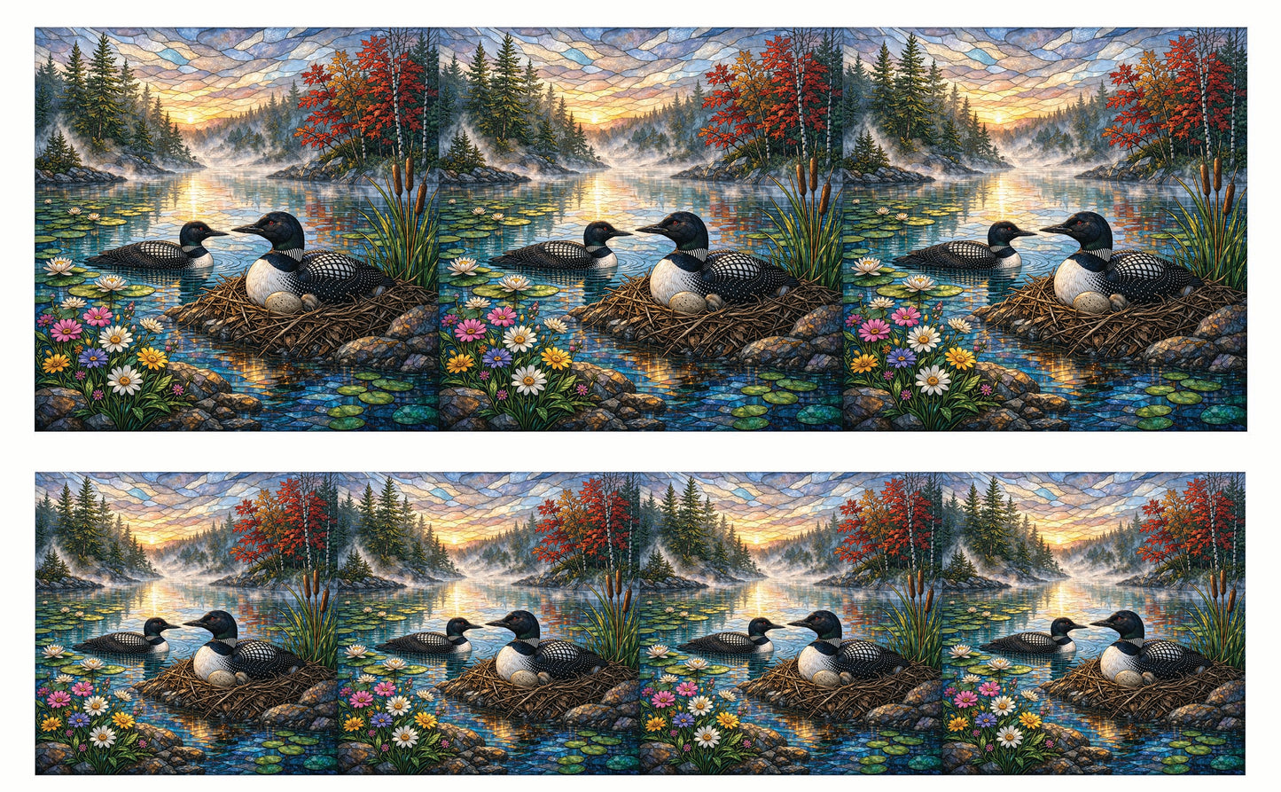 DecoCraft - Studio 1375 - Elevated Scenic Tiles Series - Spring Mist Loon Nest