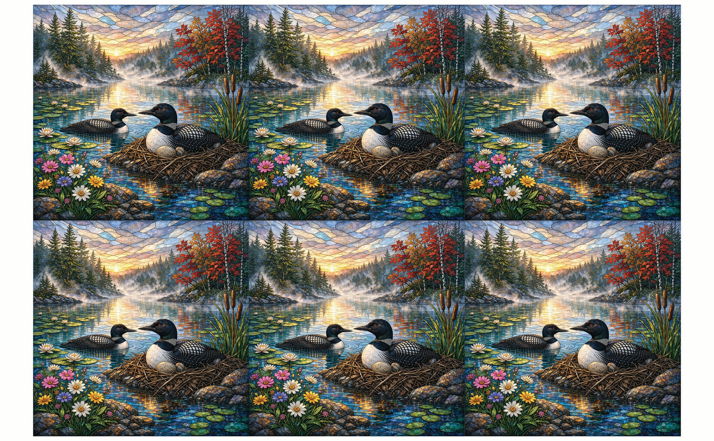 DecoCraft - Studio 1375 - Elevated Scenic Tiles Series - Spring Mist Loon Nest