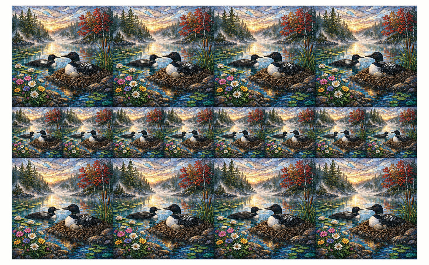 DecoCraft - Studio 1375 - Elevated Scenic Tiles Series - Spring Mist Loon Nest