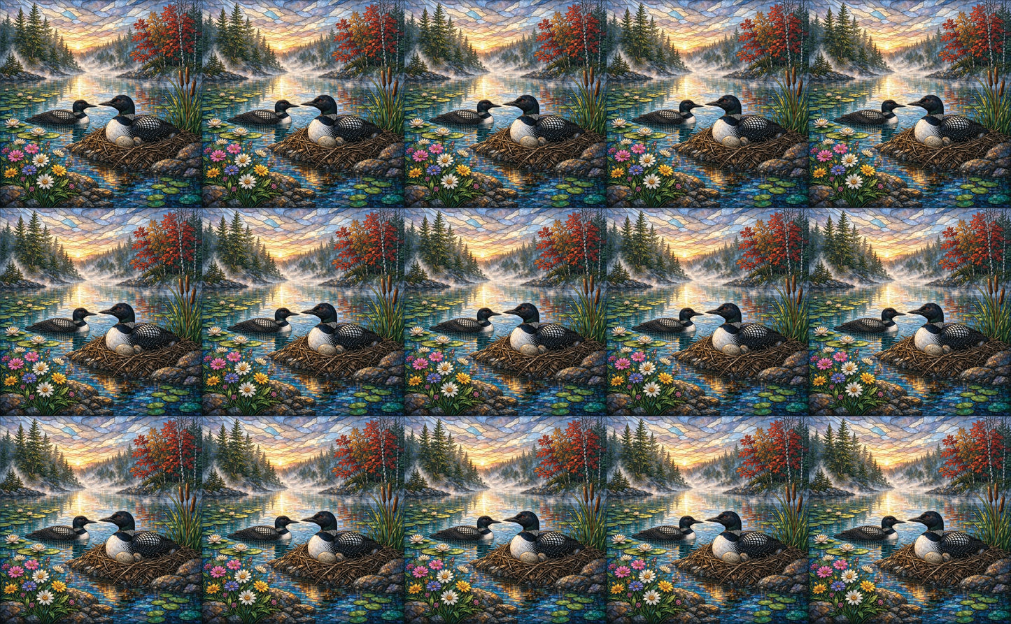 DecoCraft - Studio 1375 - Elevated Scenic Tiles Series - Spring Mist Loon Nest