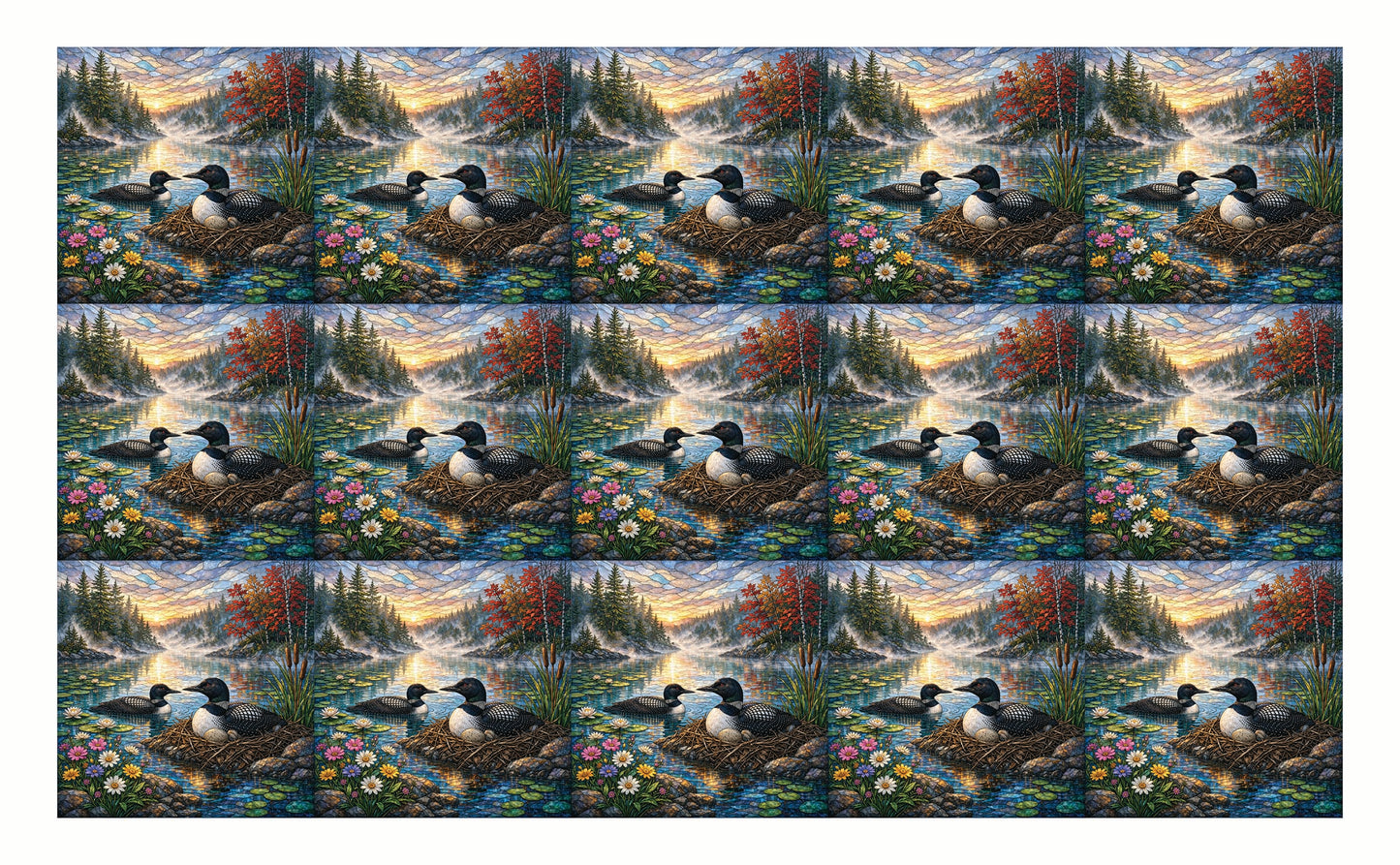 DecoCraft - Studio 1375 - Elevated Scenic Tiles Series - Spring Mist Loon Nest