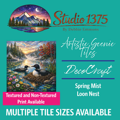 DecoCraft - Studio 1375 - Elevated Scenic Tiles Series - Spring Mist Loon Nest