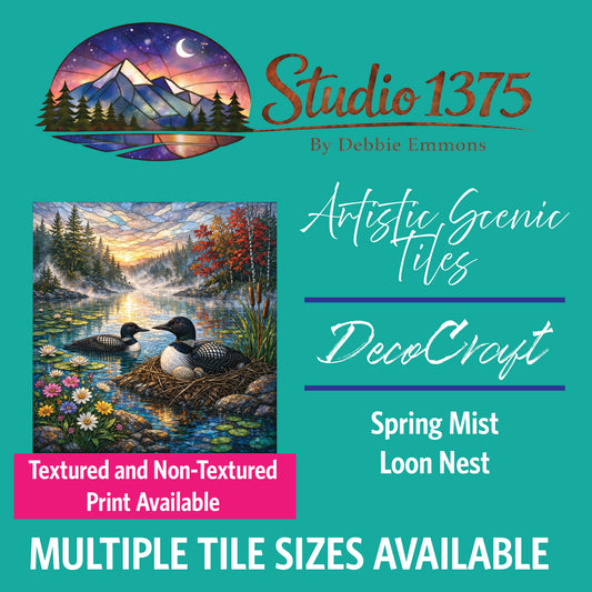 DecoCraft - Studio 1375 - Elevated Scenic Tiles Series - Spring Mist Loon Nest