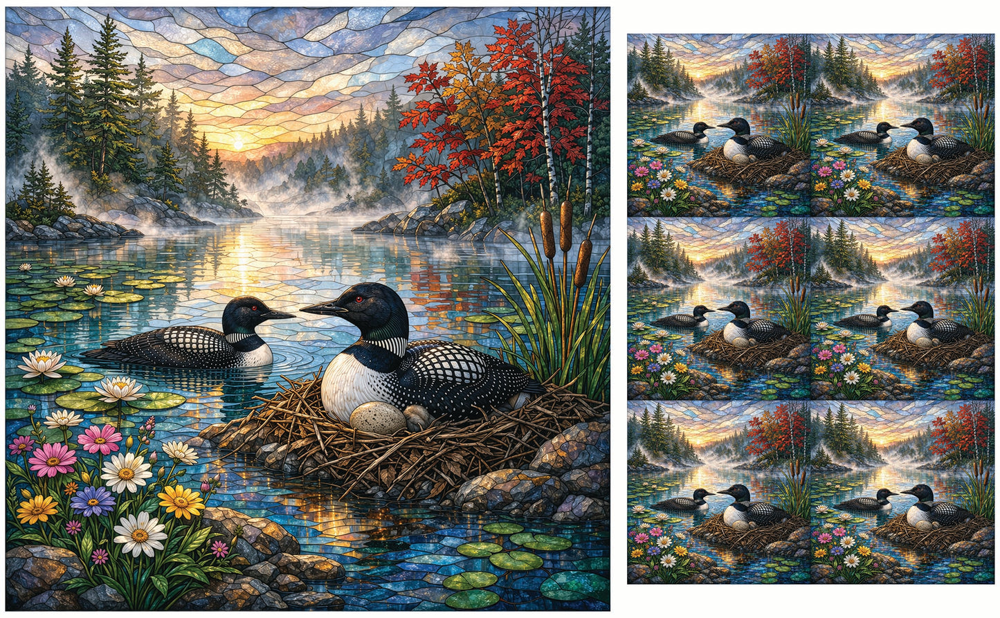 DecoCraft - Studio 1375 - Elevated Scenic Tiles Series - Spring Mist Loon Nest