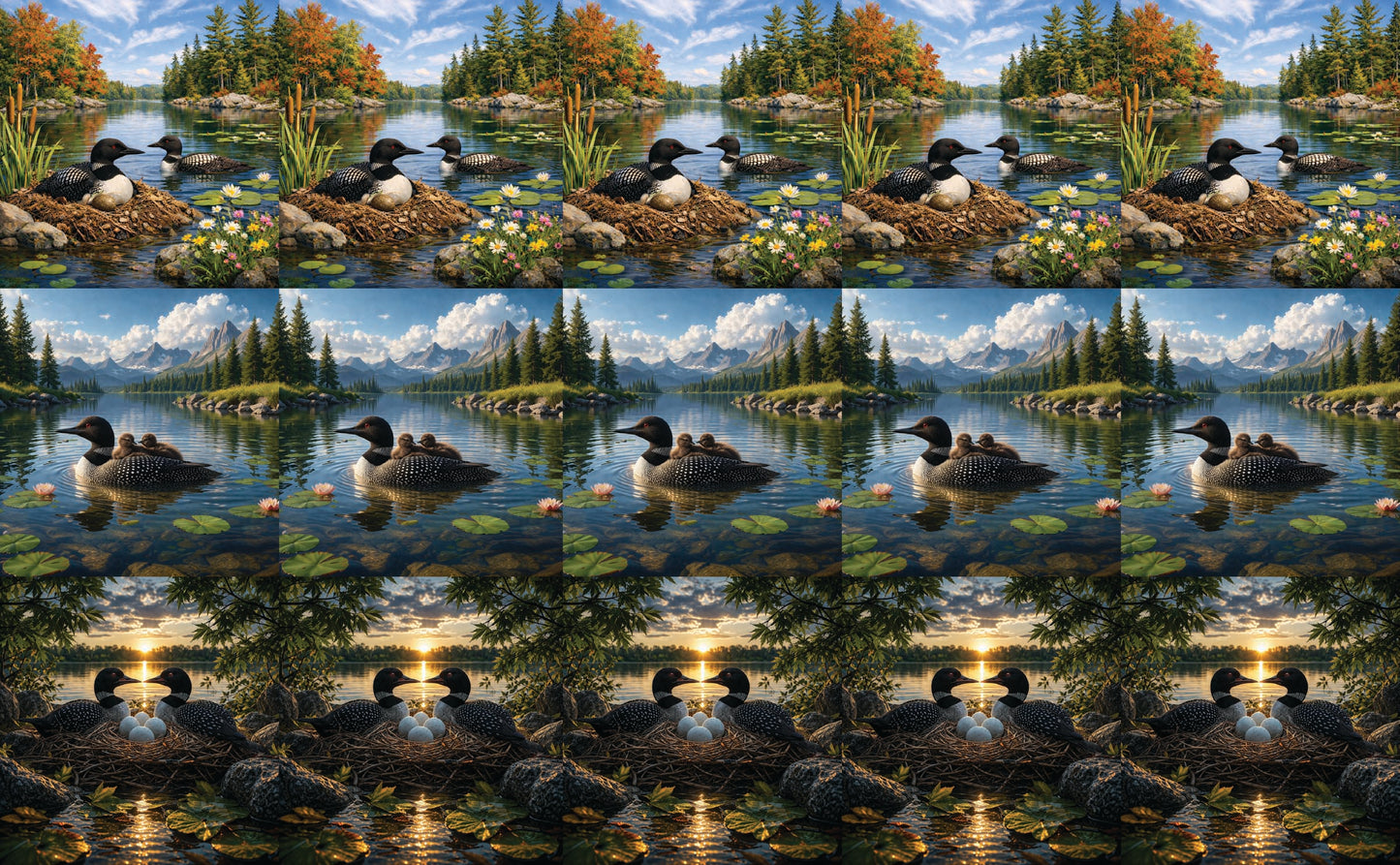 DecoCraft - Studio 1375 - Scenic Tiles Series - Lakeside Loon Assortment