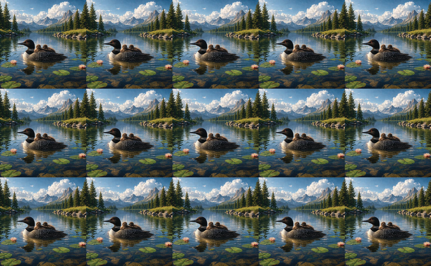 DecoCraft - Studio 1375 - Scenic Tiles Series - Loon Family Glide