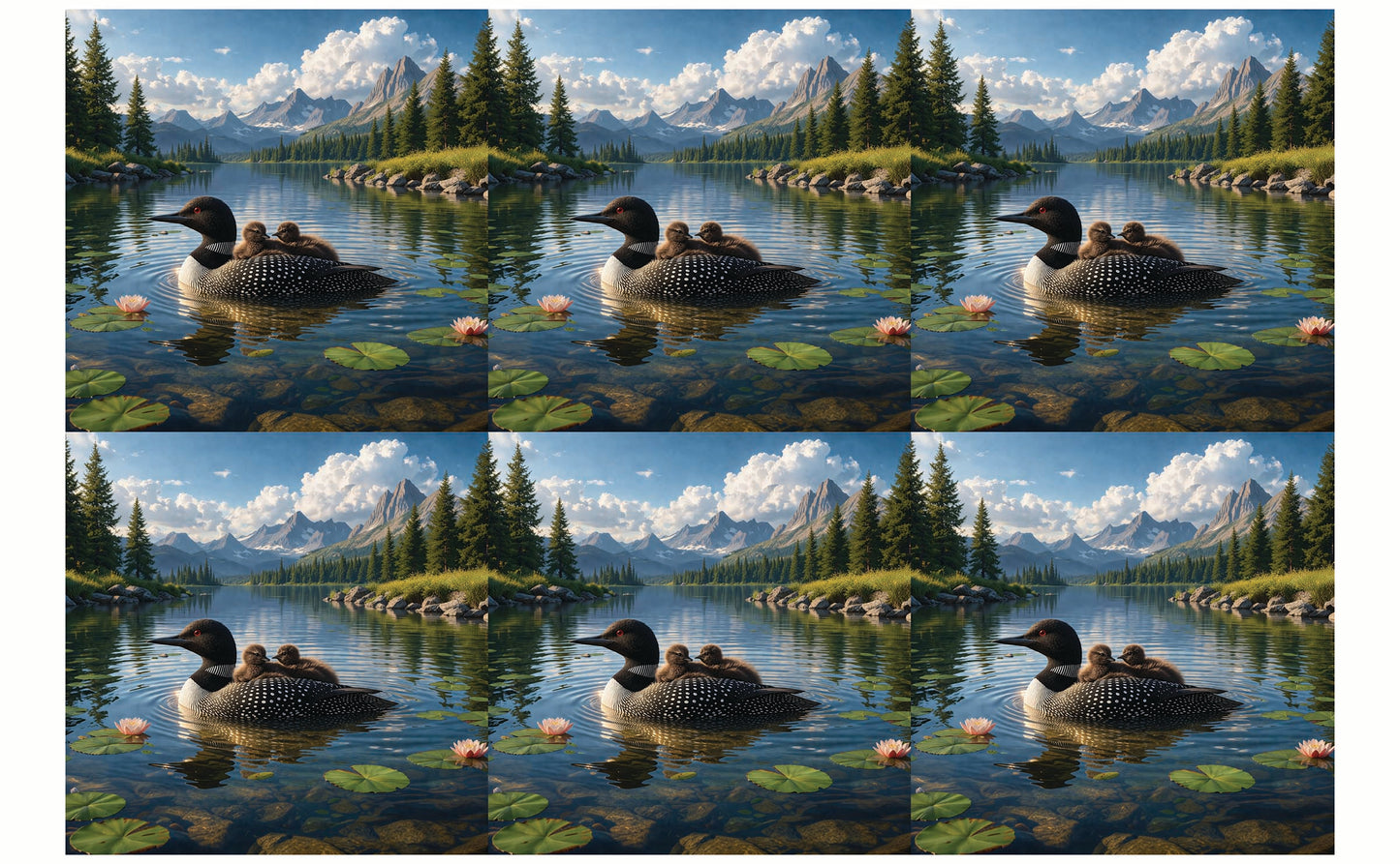 DecoCraft - Studio 1375 - Scenic Tiles Series - Loon Family Glide