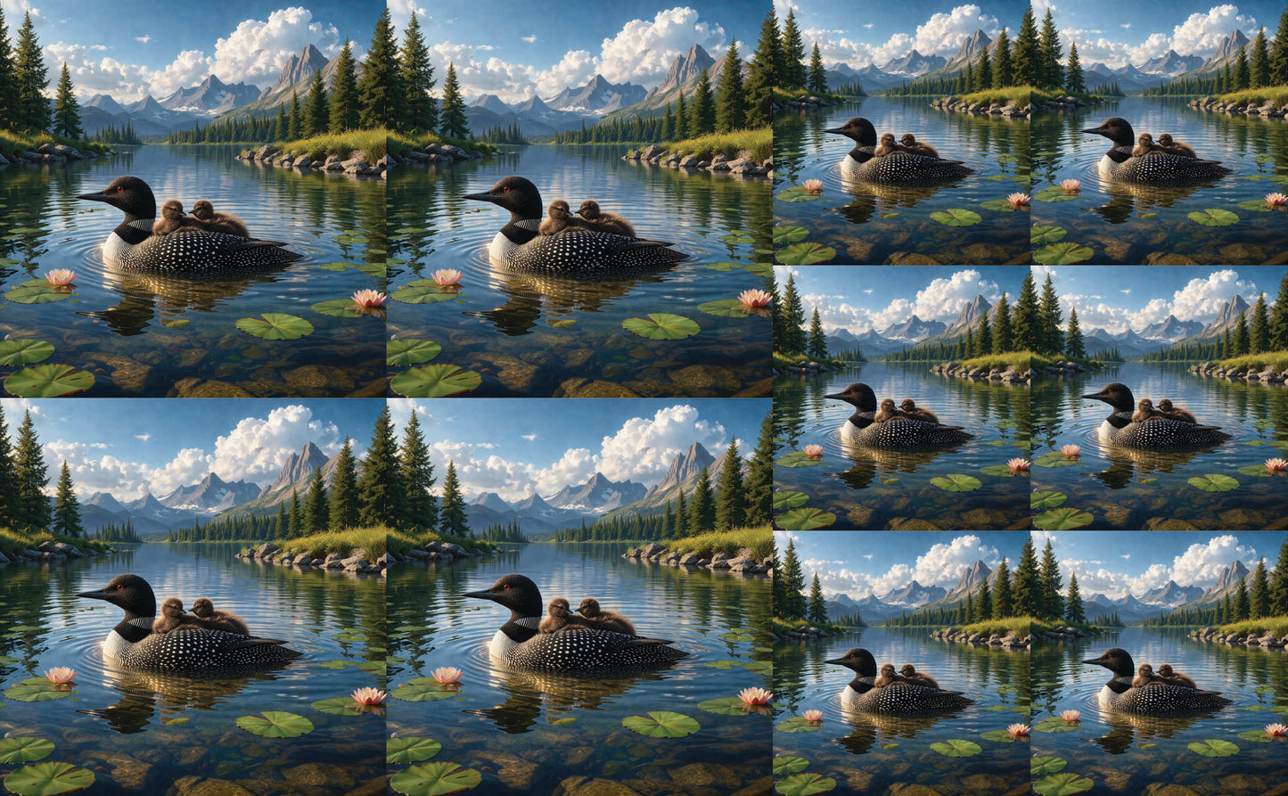 DecoCraft - Studio 1375 - Scenic Tiles Series - Loon Family Glide
