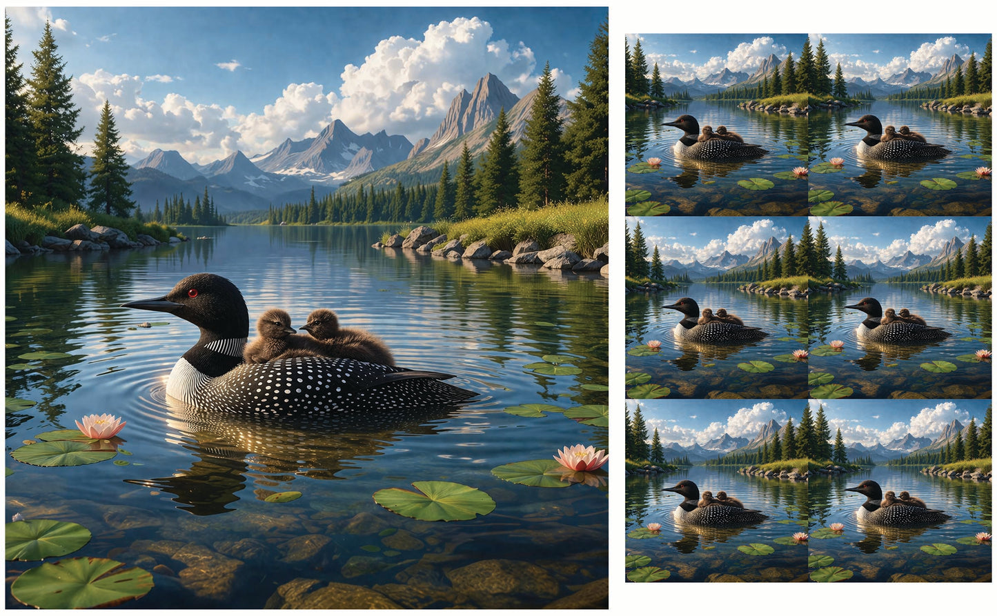 DecoCraft - Studio 1375 - Scenic Tiles Series - Loon Family Glide