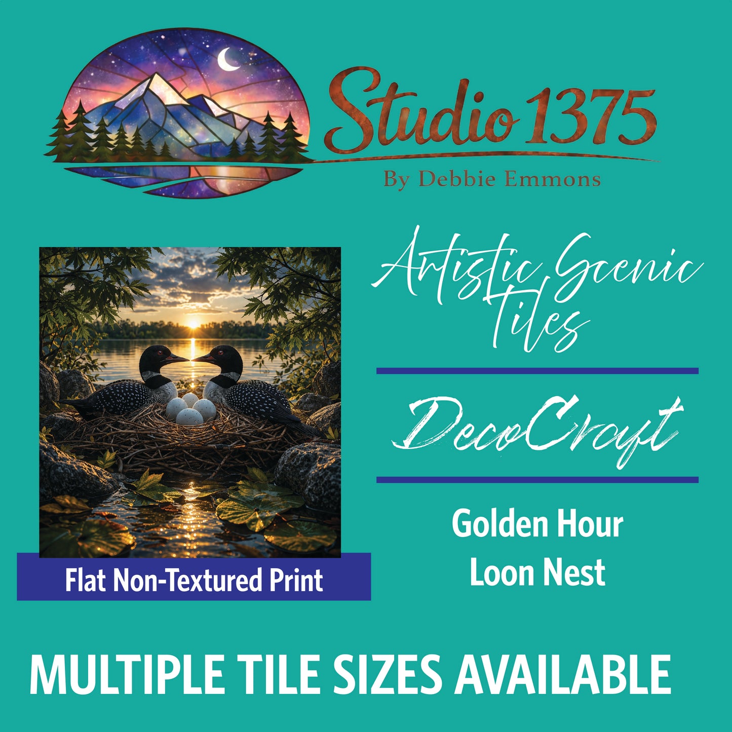 DecoCraft - Studio 1375 - Scenic Tiles Series - Golden Hour Loon Nest