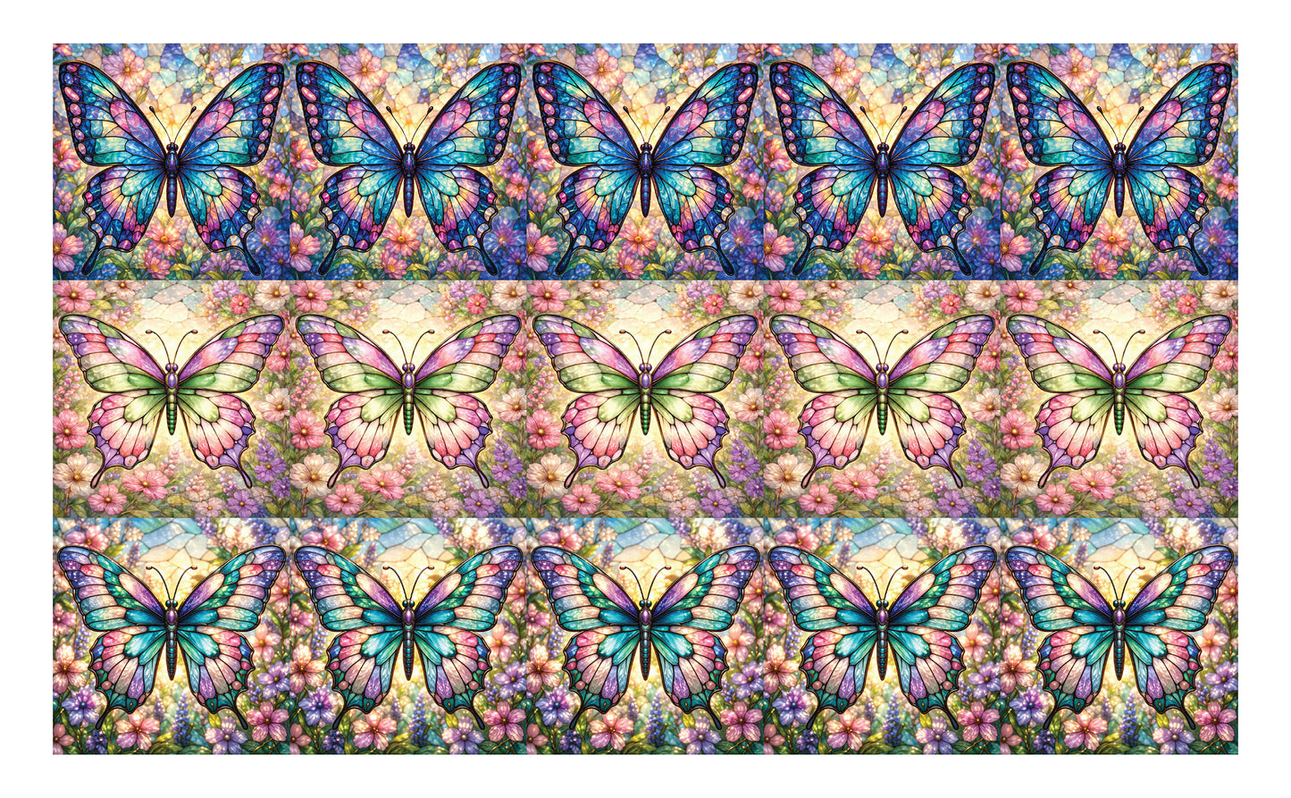 DecoCraft - Scenic Elevated Texture Tiles - Realistic Stained Glass - Jewel Garden Butterfly Assortment