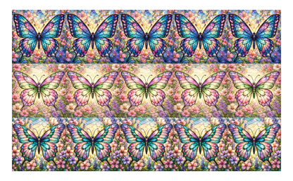 DecoCraft - Scenic Elevated Texture Tiles - Realistic Stained Glass - Jewel Garden Butterfly Assortment