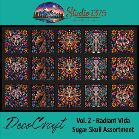 DecoCraft - Studio 1375 - Scenic Tiles Series - Radiant Vida - Sugar Skull Assortment Vol 2