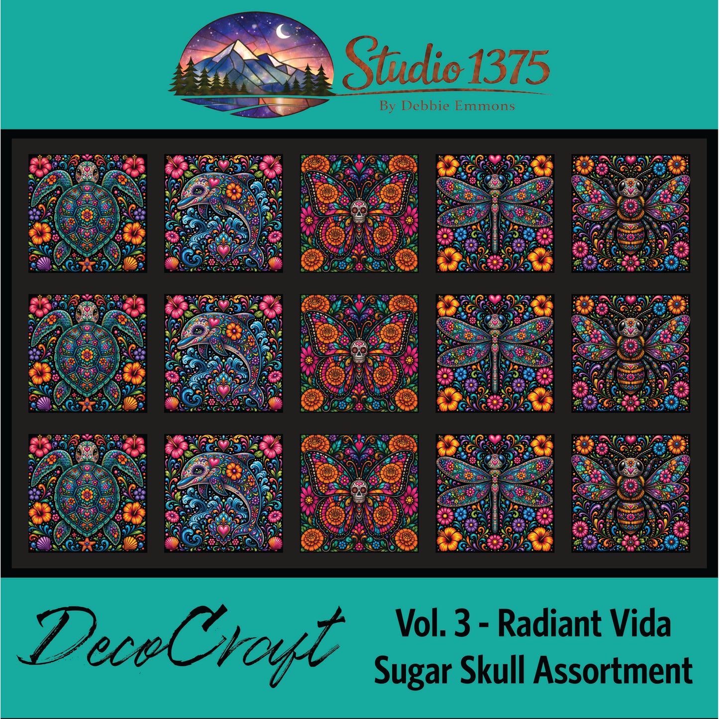 DecoCraft - Studio 1375 - Scenic Tiles Series - Radiant Vida - Sugar Skull Assortment Vol 3