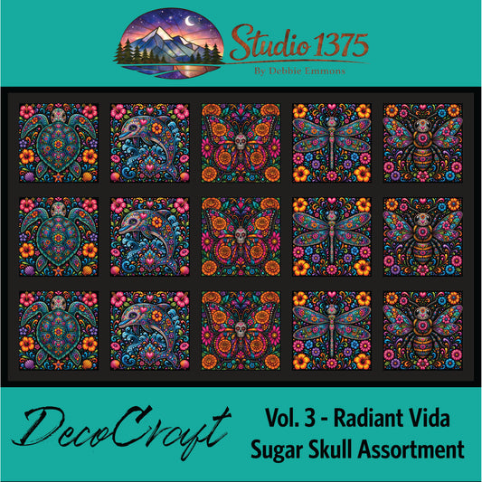 DecoCraft - Studio 1375 - Scenic Tiles Series - Radiant Vida - Sugar Skull Assortment Vol 3