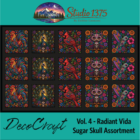 DecoCraft - Studio 1375 - Scenic Tiles Series - Radiant Vida - Sugar Skull Assortment Vol 4