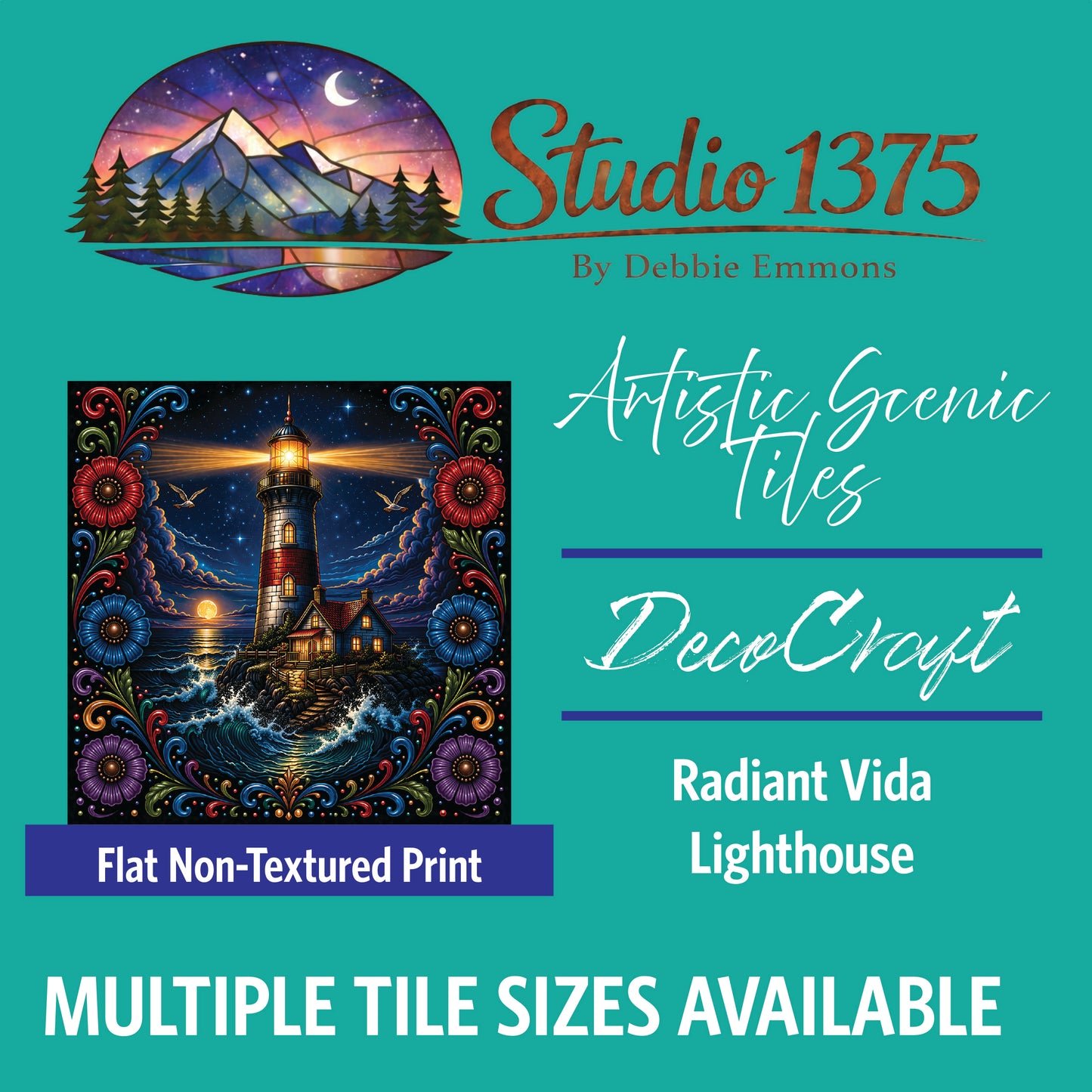 DecoCraft - Studio 1375 - Scenic Tiles Series - Radiant Vida Lighthouse