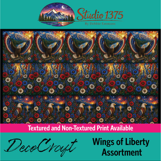 DecoCraft - Scenic Elevated Texture Tiles - Realistic Stained Glass - Wings of Liberty Assortment