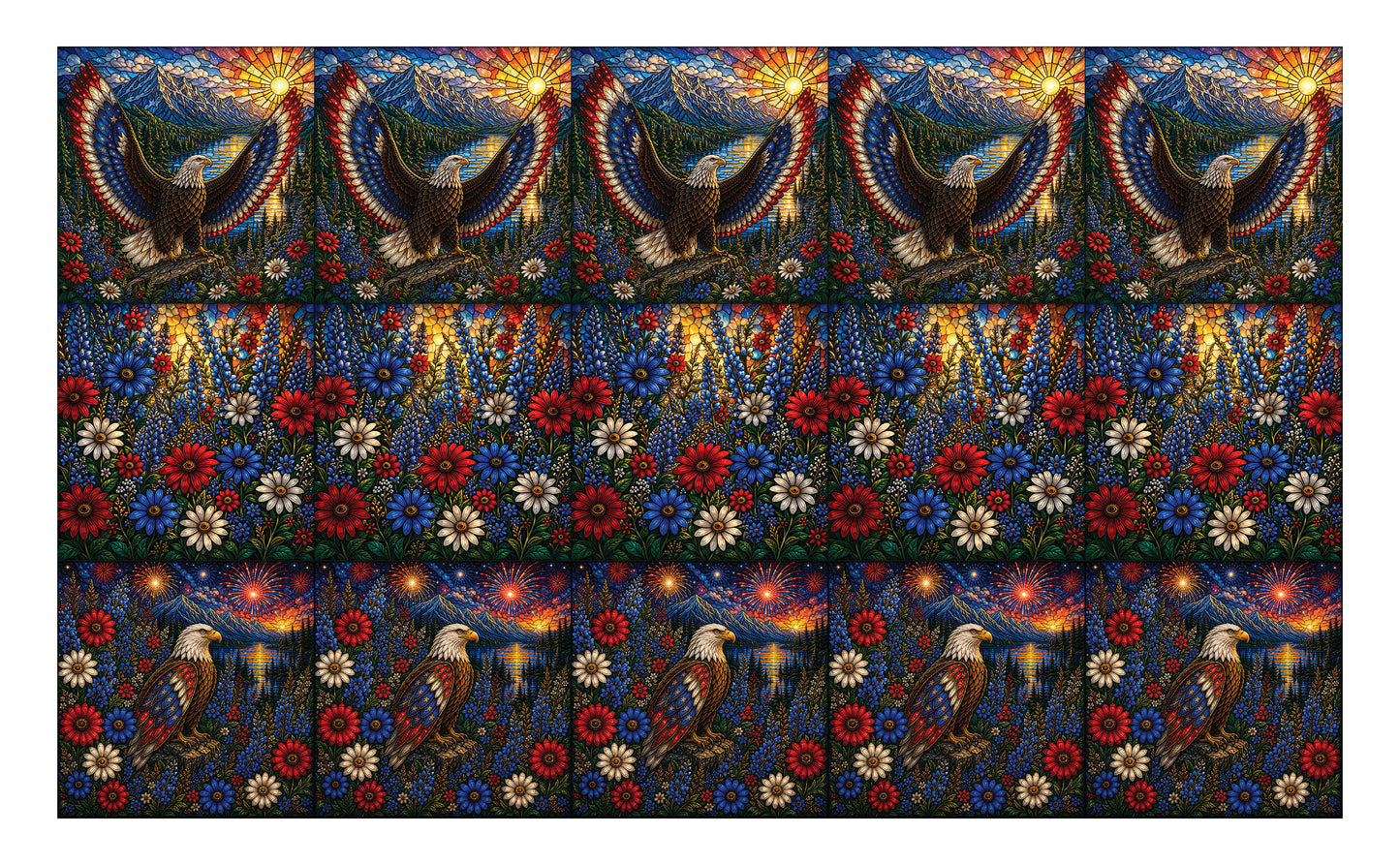 DecoCraft - Scenic Elevated Texture Tiles - Realistic Stained Glass - Wings of Liberty Assortment