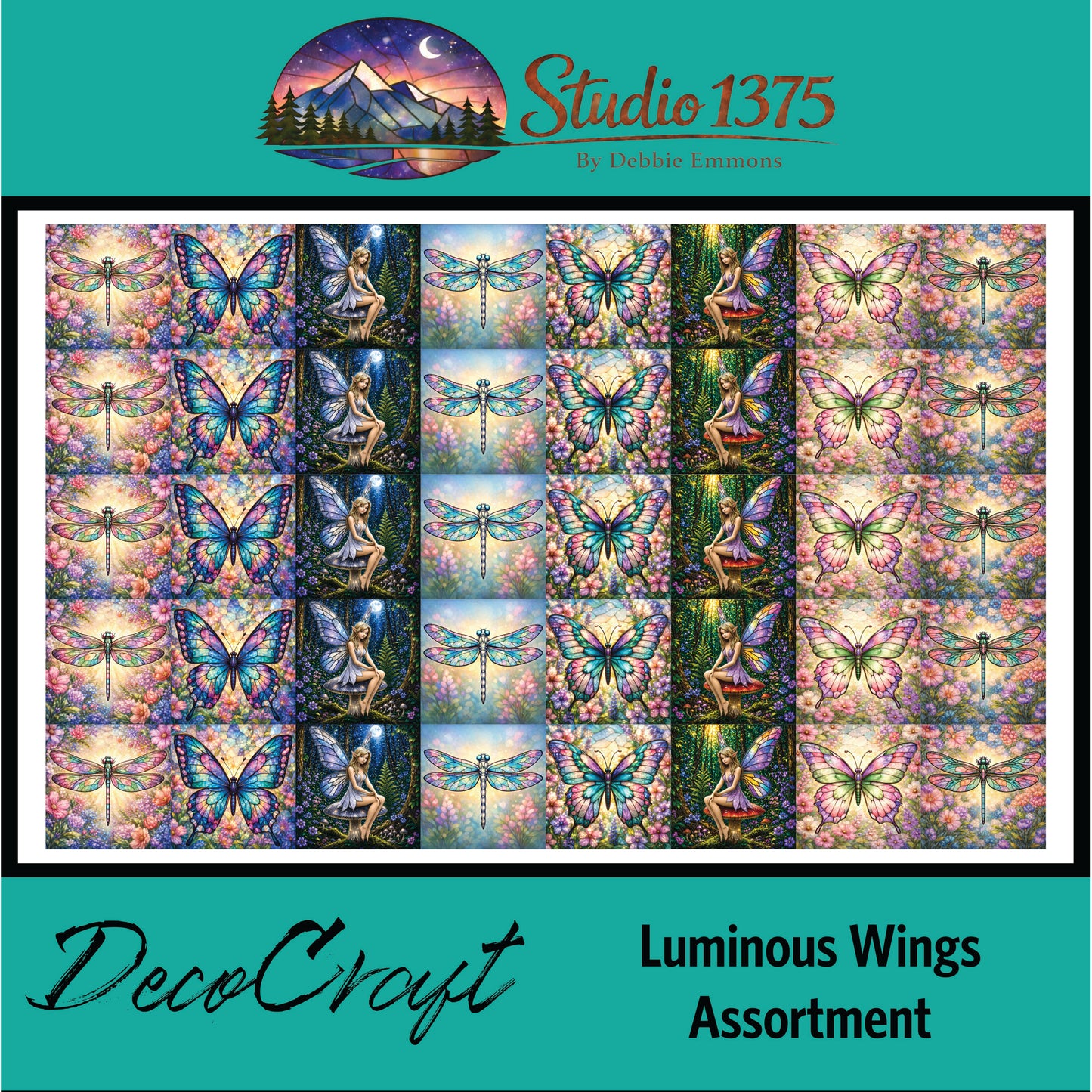 DecoCraft - Studio 1375 - Scenic Tiles Series - Luminous Wings Extra Small Assortment