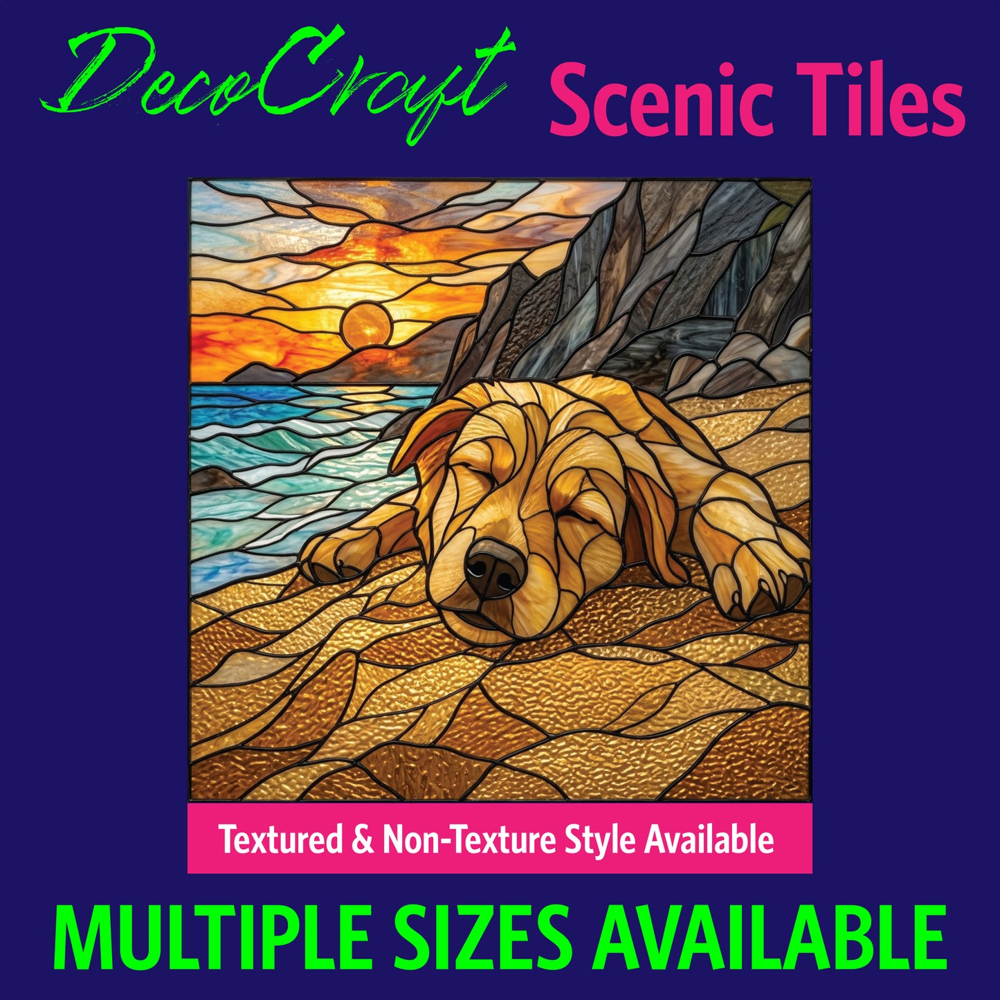 DecoCraft - Scenic Elevated Texture Tiles - Dogs - Sunset Sands