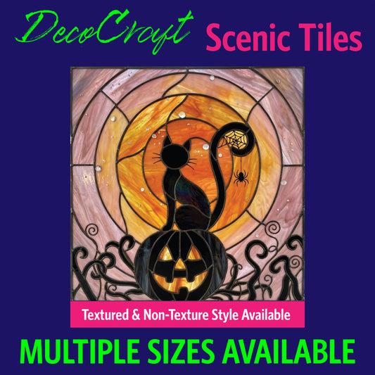 DecoCraft - Scenic Elevated Texture Tiles - Cats - Pumpkin Moon