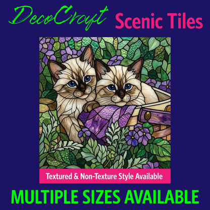 DecoCraft - Scenic Elevated Texture Tiles - Cats - Violet & Blue Eyes