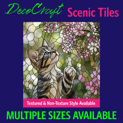DecoCraft - Scenic Elevated Texture Tiles - Cats - Blossom Watcher