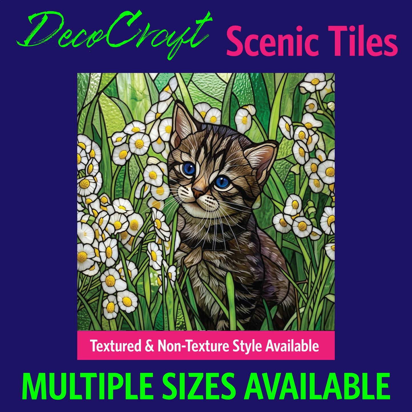 DecoCraft - Scenic Elevated Texture Tiles - Cats - Daisy Cat