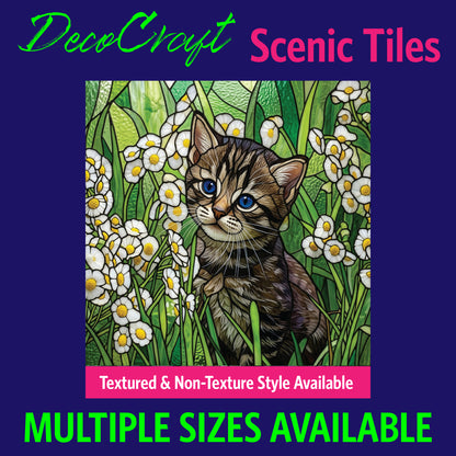 DecoCraft - Scenic Elevated Texture Tiles - Cats - Daisy Cat