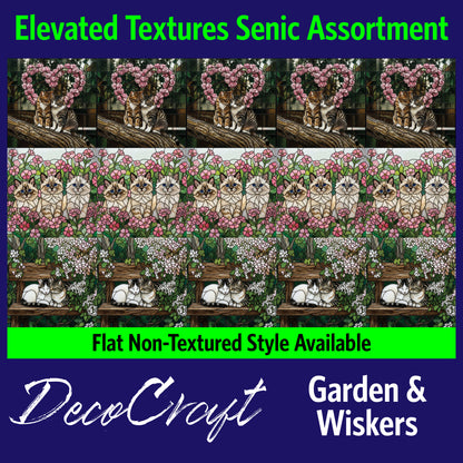 DecoCraft - Scenic Elevated Texture Tiles - Cats - Garden & Whiskers