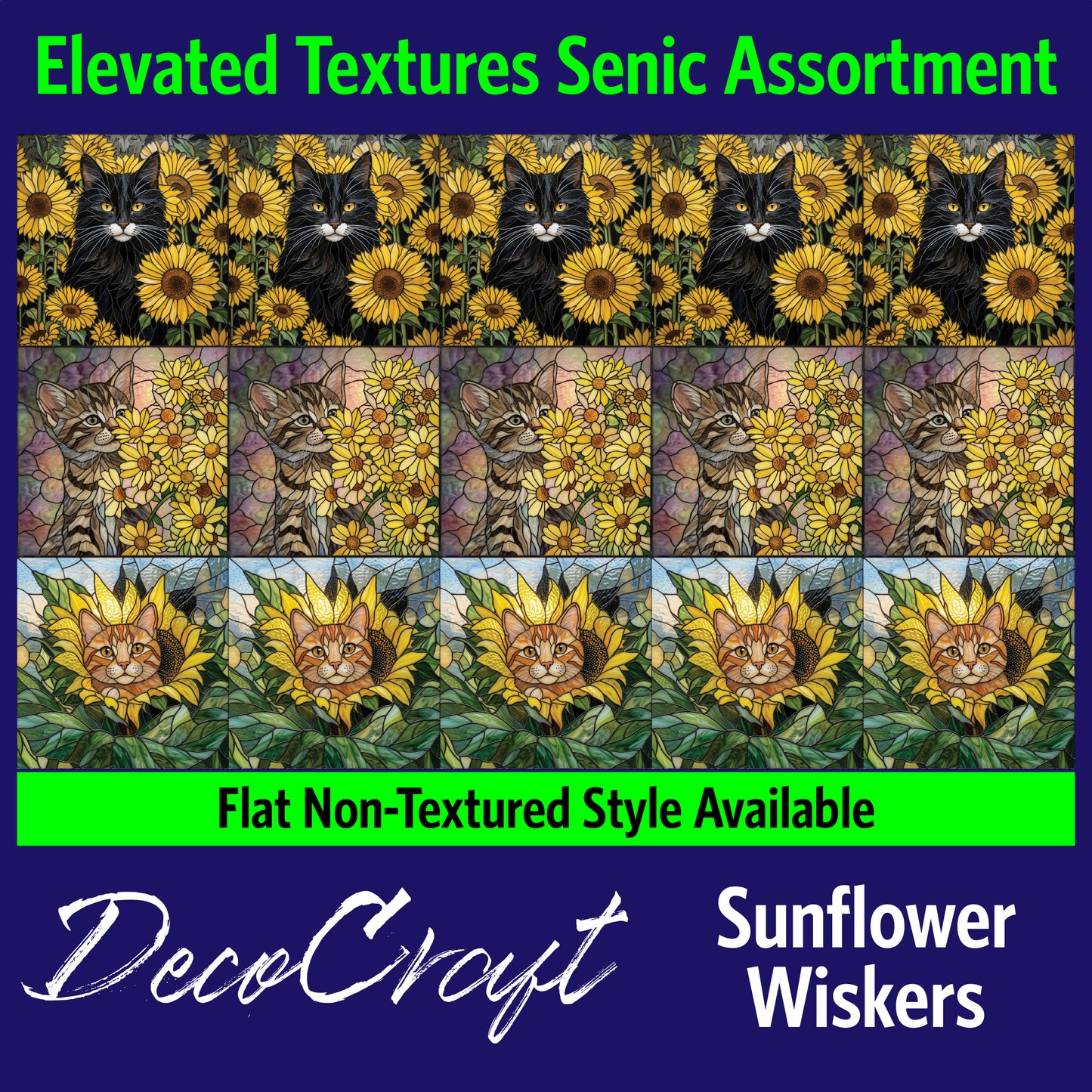 DecoCraft - Scenic Elevated Texture Tiles - Cats - Sunflower Whiskers