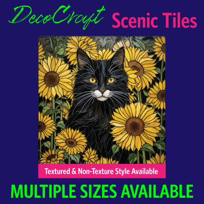 DecoCraft - Scenic Elevated Texture Tiles - Cats - Midnight & Sunflowers
